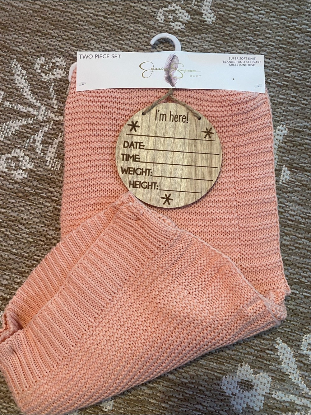 Jessica Simpson Baby blanket two piece set pink